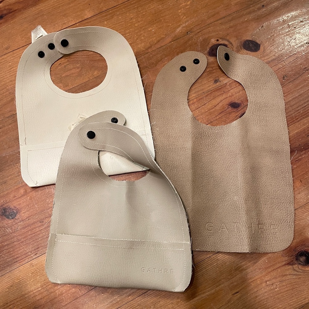 Gathre Leather Baby Bibs Set - Neutral Tones